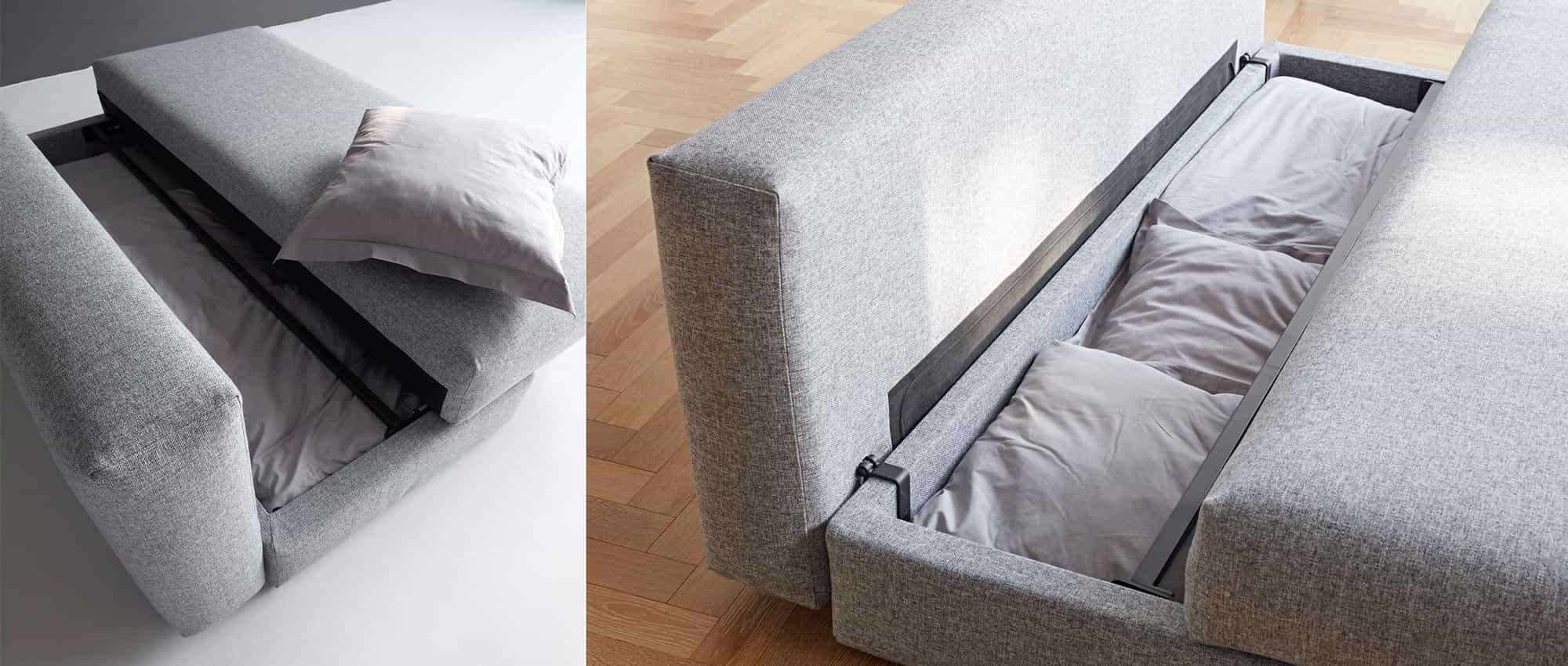 Gästebett mit Bettkasten, Klappfunktion umklappbare Rückenlehne, Liegefläche von 150x200 cm