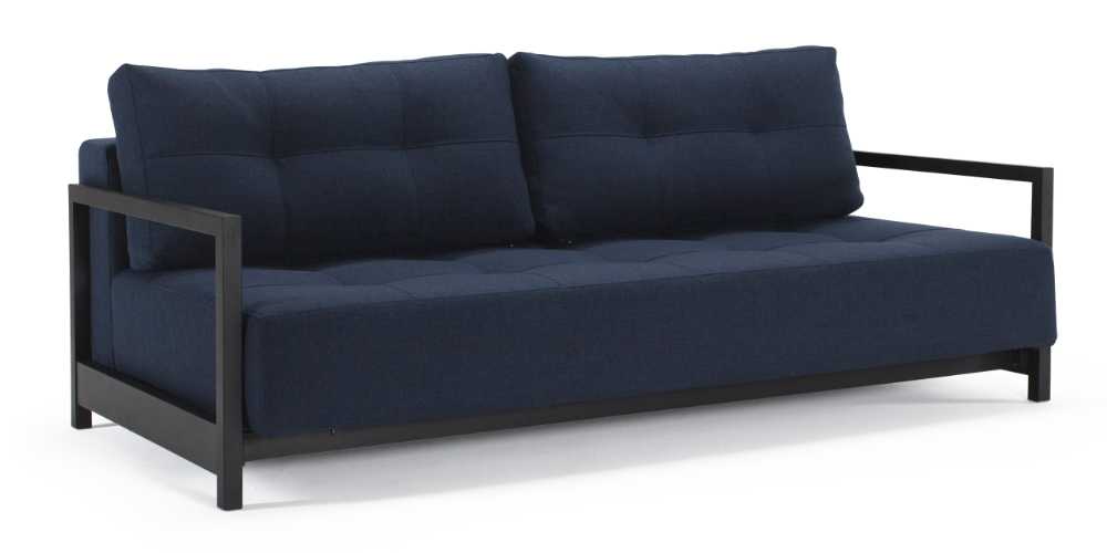BIFROST DELUXE EXCESS Schlafsofa von Innovation, Lounge Sofa mit schwarzen Holzarmlehnen - Liegefläche 155x200