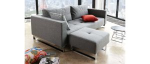Lounge Sofa Gästebett mit Armlehnen und Chromfüßen, flexibles Ecksofa - Liegefläche 155x200cm