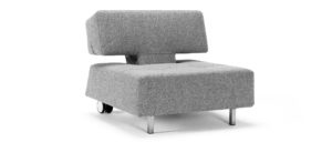 Grauer Sessel LONG HORN EXCESS mit klappbarer Rückenlehne, flexibler Longchair passend für Schlafsofa