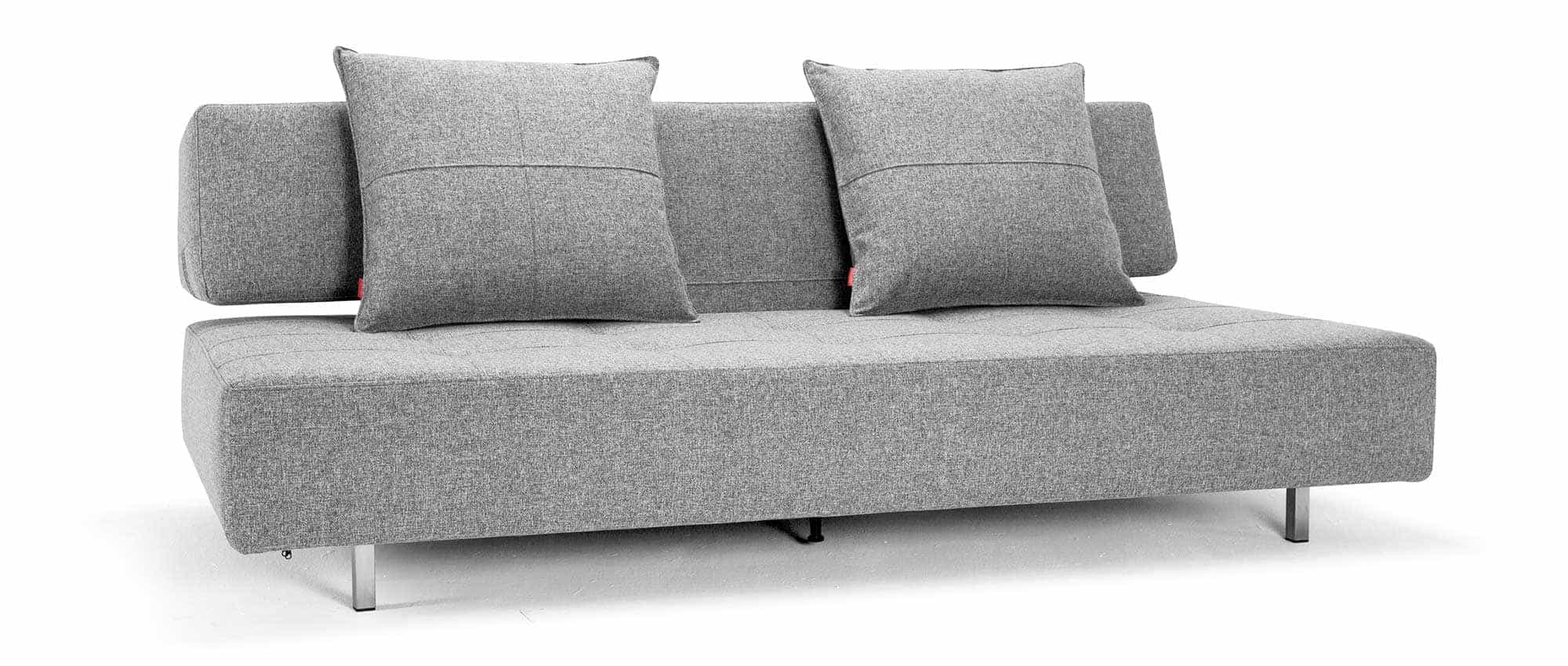 graues Lounge Sofa von Innovation, Schlafsofa LONG HORN EXCESS mit Rollen und Metallfüßen - 140x200 cm