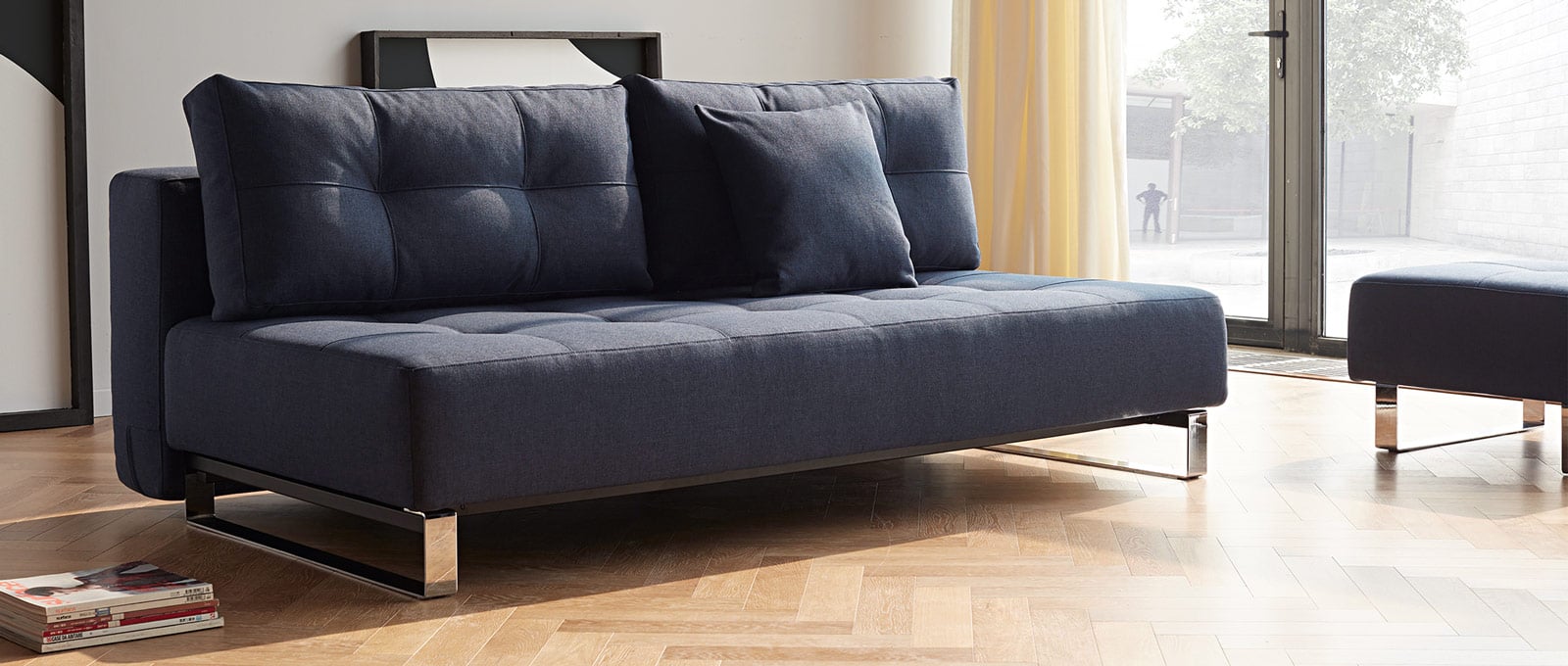 Blaues Schlafsofa SUPREMAX DELUXE EXCESS von Innovation, Lounge Sofa Gästebett - Liegefläche 155x200 cm