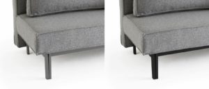 Innovation SLY Schlafsofa mit schwarzen Metallfüßen oder grauen Metallfüßen, Klappsofa ohne Armlehnen - Liegefläche 140x200