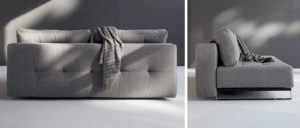 Lounge Sofa Gästebett ohne Armlehnen und mit Chromkufen - Liegefläche 155x200 cm