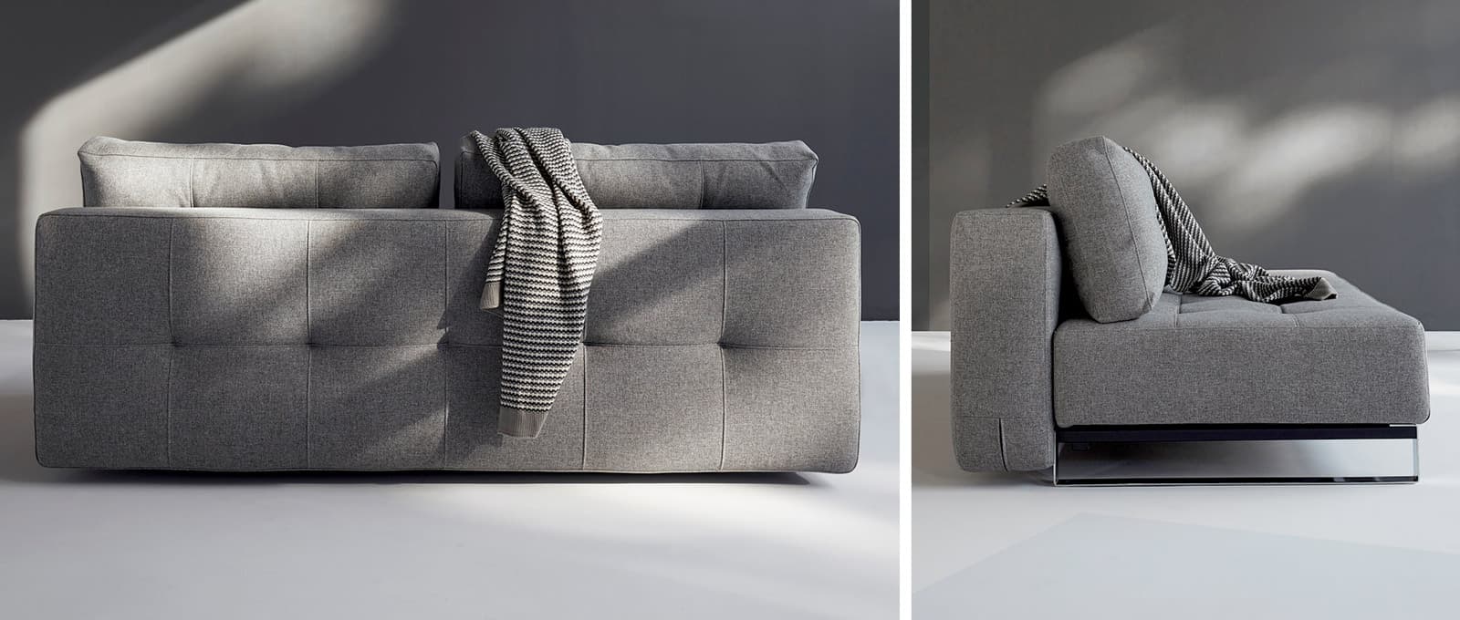 Lounge Sofa Gästebett ohne Armlehnen und mit Chromkufen - Liegefläche 155x200 cm