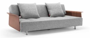 Lounge Sofa mit Armlehnen, Klappsofa Gästebett mit verstellbarer Rückenlehne und Rollen - 140x200