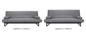 Innovation Schlafsofa FRACTION , Bettsofa mit Metallkufen für 2 Personen - Liegefläche 140x200cm 120x200cm