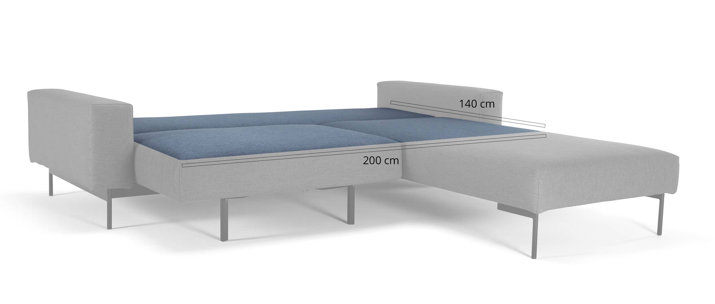 Ecksofa mit Schlaffunktion, Gästebett mit Liegefläche von 140x200 cm, Klappsofa für 2 Personen, breite Armlehnen