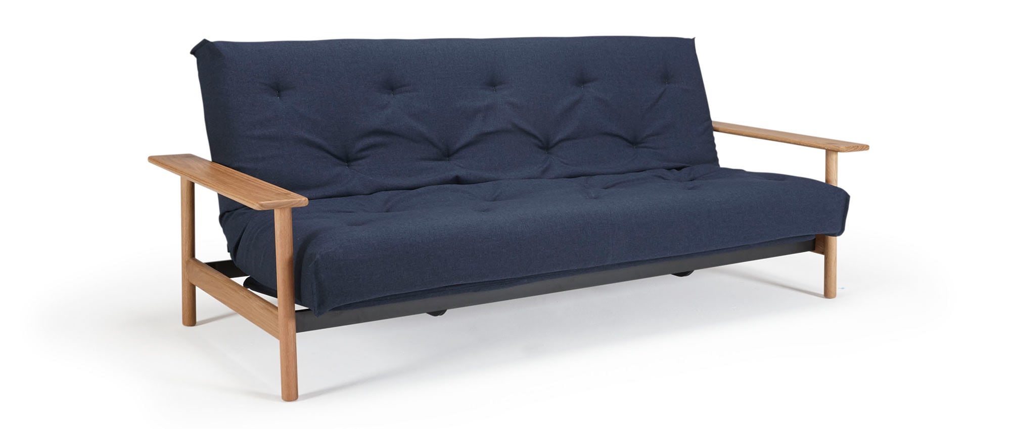 BALDER Schlafsofa Innovation Sofabett für jeden Tag mit Holzarmlehnen, skandinavisches Design - 140x200