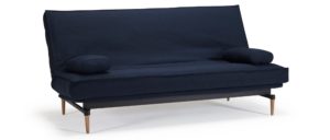 blaues Innovation Schlafsofa COLPUS mit Holzfüßen, Dauerschläfer mit Lattenrost und Matratze - Liegefläche 140x200cm