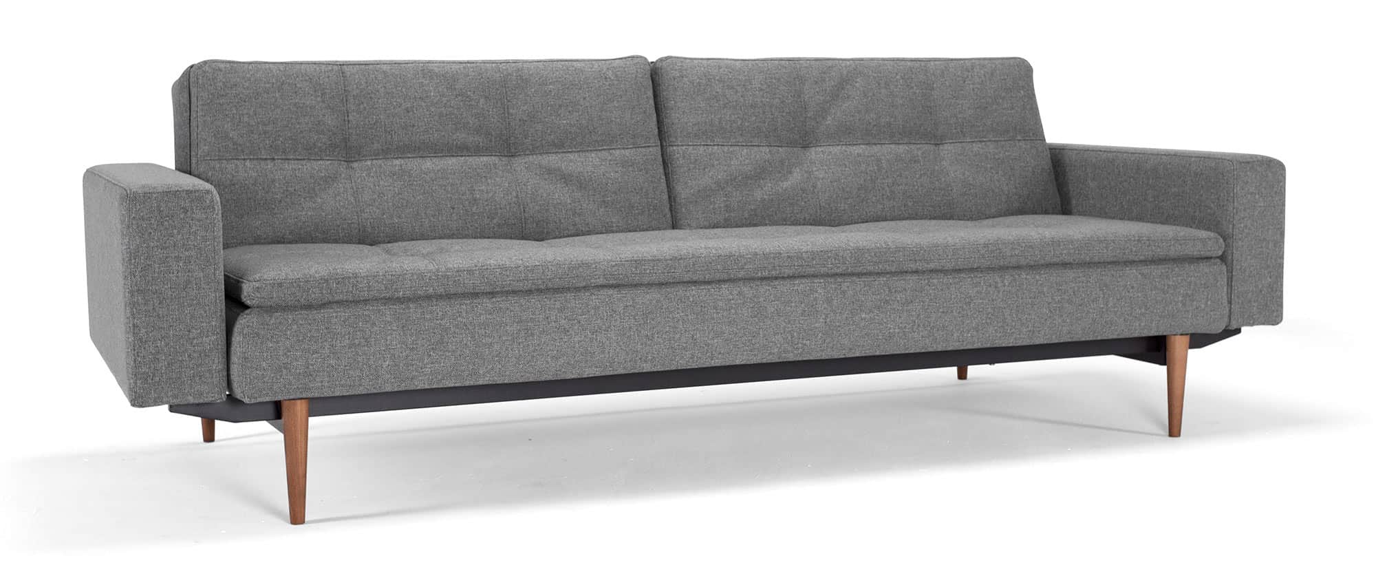 graues Innovation Schlafsofa DUBLEXO mit Armlehnen und Gästebett-Funktion im skandinavischen Design - Liegefläche 110x200 cm