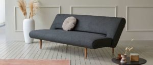 schwarzes Designer Schlafsofa, Klappsofa Gästebett ohne Armlehnen, verstellbare Rückenlehne - Liegefläche 120x200 cm