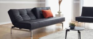 Innovation SPLITBACK schwarzes Schlafsofa ohne Armlehnen, Gästebett skandinavisches Design mit Chromfüßen Metall - 110x200cm