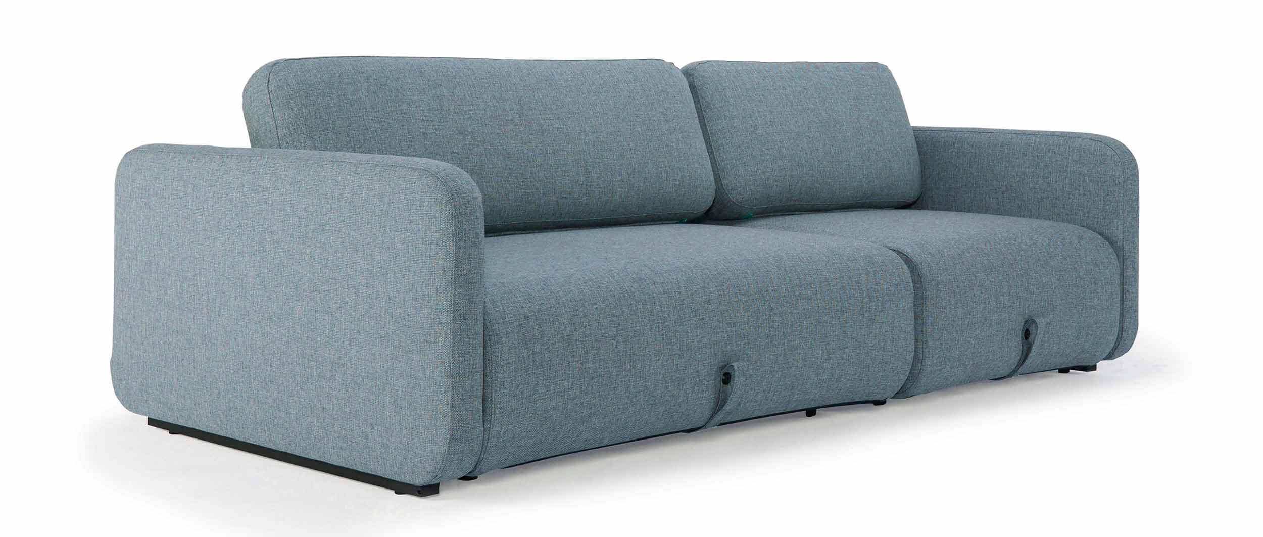 blaues Innovation Schlafsofa VOGAN Lounge Sofa mit Armlehnen, L-Sofa mit Longchair - Liegefläche 120x200