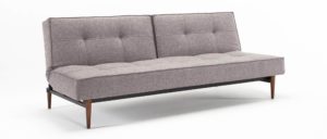 skandinavisches dänisches Designer Sofa mit Holzfüßen ohne Armlehnen, Gästebett Rückenlehne klappbar - Liegefläche 110x200