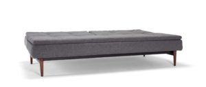 Klappsofa DUBLEXO von Innovation mit Schlaffunktion ohne Armlehnen, klappbare Rückenlehne und dunkle Holzbeine - 110x200 cm