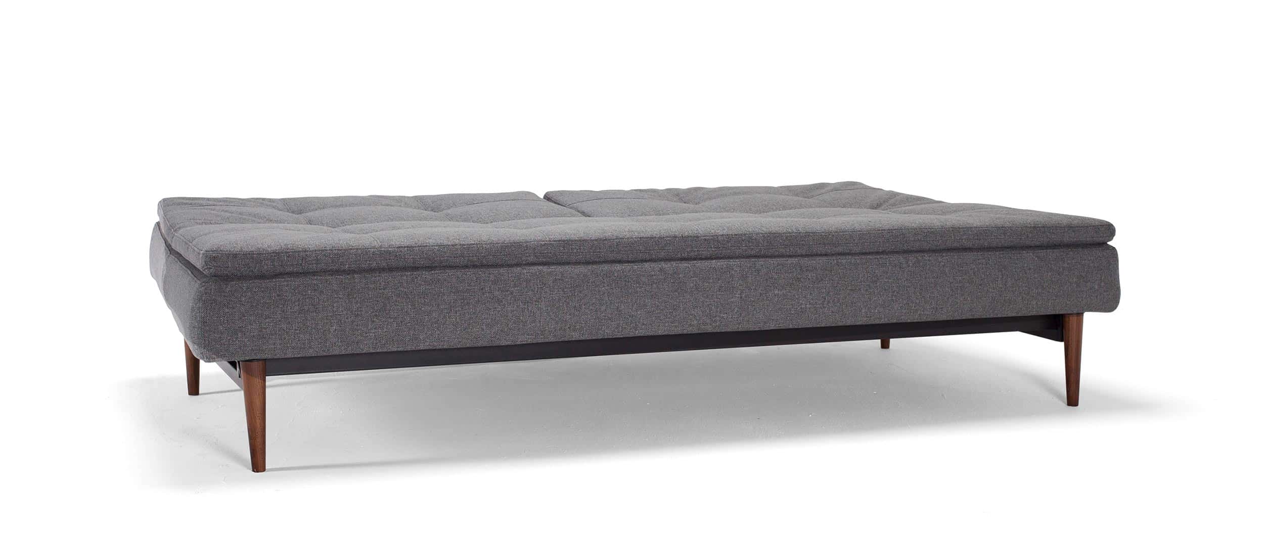 Klappsofa DUBLEXO von Innovation mit Schlaffunktion ohne Armlehnen, klappbare Rückenlehne und dunkle Holzbeine - 110x200 cm