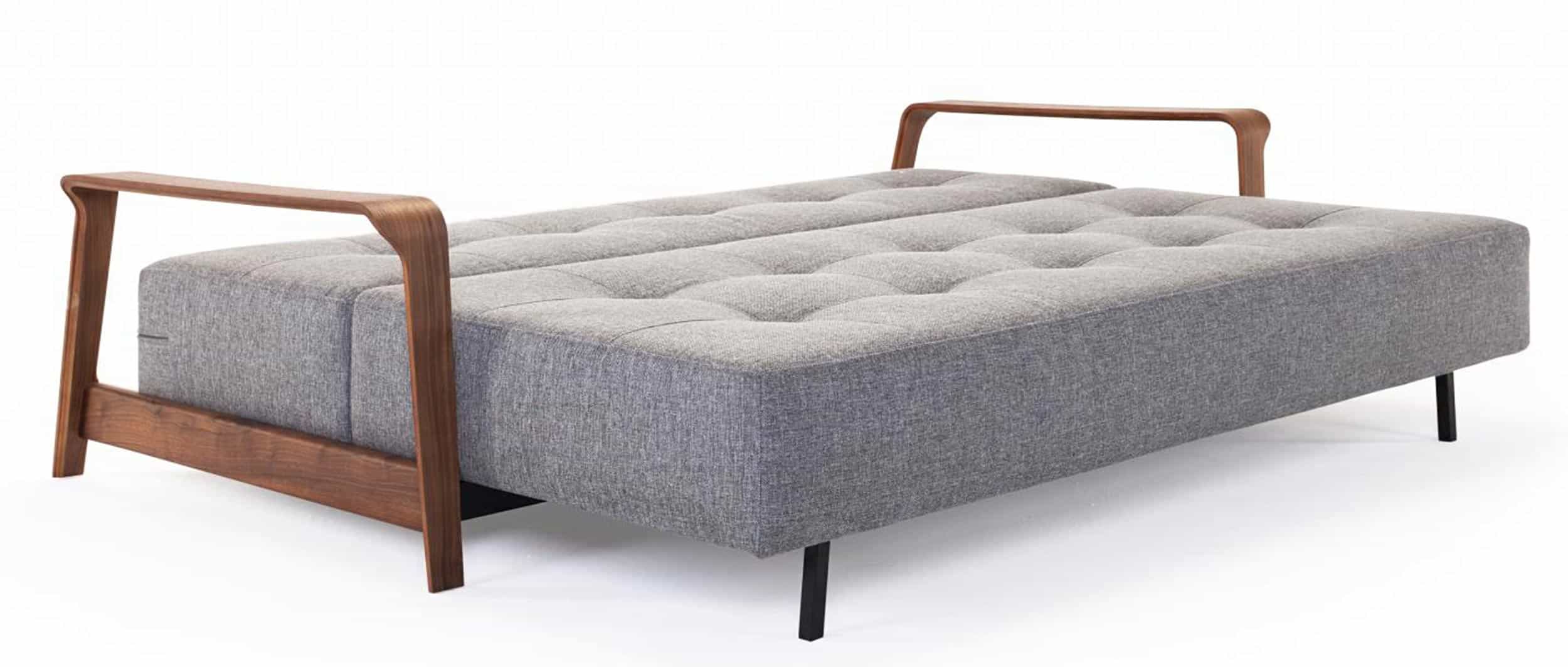 RAN DELUXE Schlafsofa von Innovation mit dunklen Holzarmlehnen, Lounge Sofa Gästebett für 2 Personen - 155x200 cm