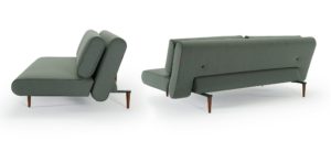 Grünes Schlafsofa von Innovation, UNFURL LOUNGER mit Holzfüßen, verstellbare Rückenlehne, ohne Armlehnen - 140x200